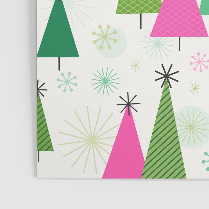 Mid-Century Modern Christmas Trees - Pink and Green Poster Gallery Image 3