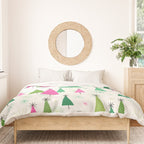 Mid-Century Modern Christmas Trees - Pink and Green Duvet Cover Gallery Image 3