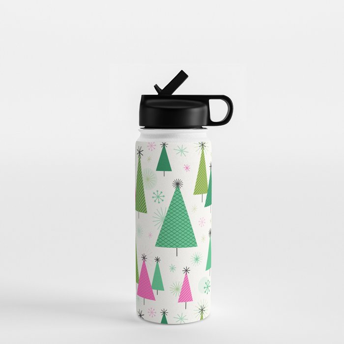 Mid-Century Modern Christmas Trees - Pink and Green Water Bottle Gallery Image 1