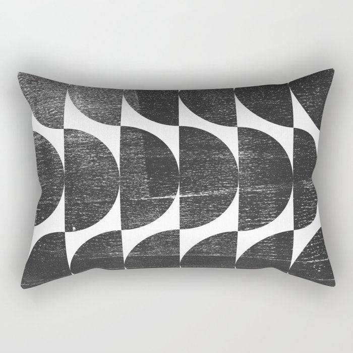 Mid Century Modern Op Art Black and White Pattern Rectangular Pillow Gallery Image 2