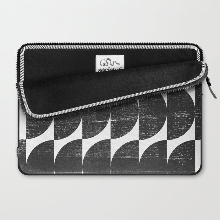 Mid Century Modern Op Art Black and White Pattern Laptop Sleeve Gallery Image 2