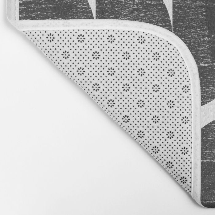 Mid Century Modern Op Art Black and White Pattern Bath Mat Gallery Image 2