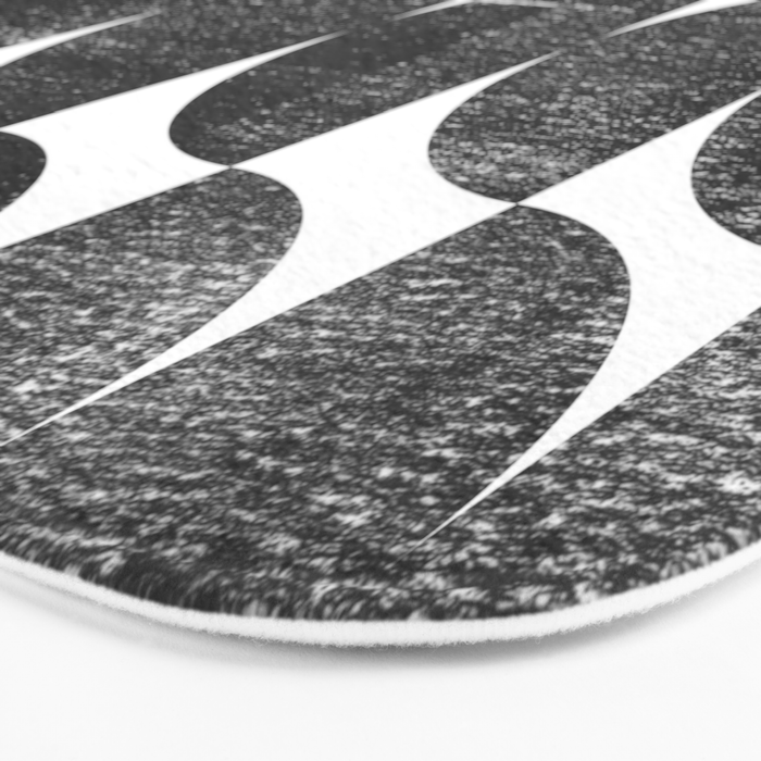 Mid Century Modern Op Art Black and White Pattern Bath Mat Gallery Image 3