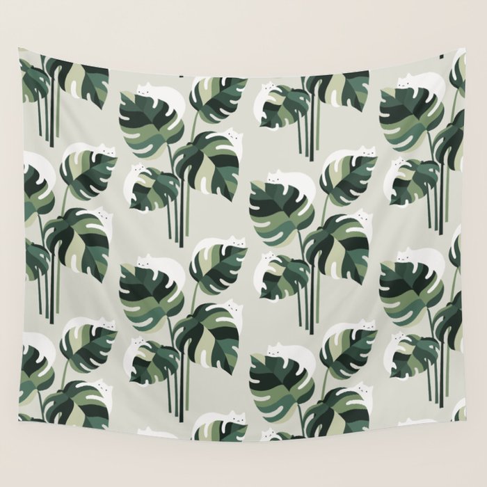 Cat and Plant 11 Pattern Wall Tapestry Gallery Image 4