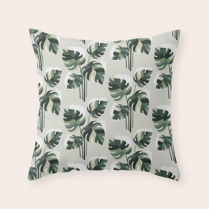 Cat and Plant 11 Pattern Throw Pillow Gallery Image 6