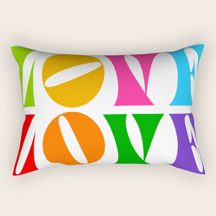 Rainbow LOVE - Groovy Repeat! Rectangular Pillow Gallery Image 2