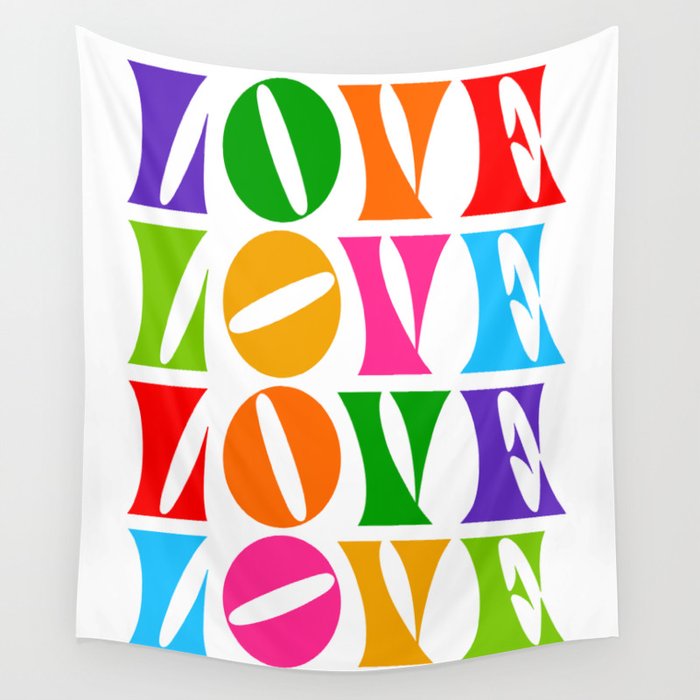 Rainbow LOVE - Groovy Repeat! Wall Tapestry Gallery Image 1