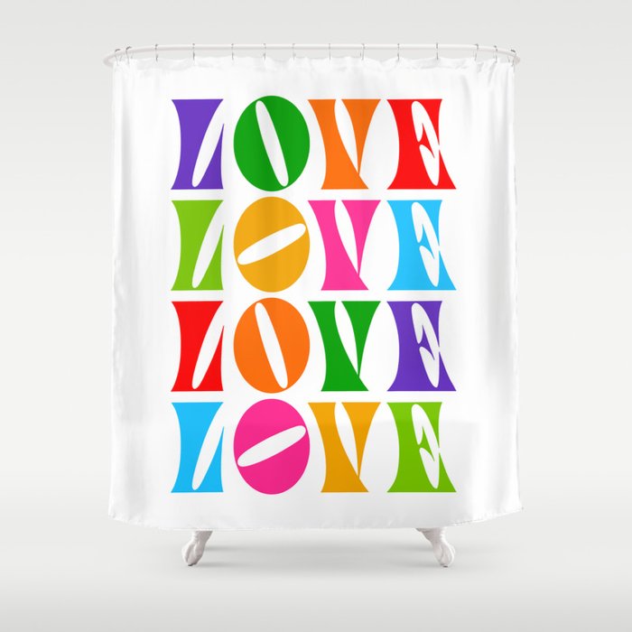 Rainbow LOVE - Groovy Repeat! Shower Curtain Gallery Image 1