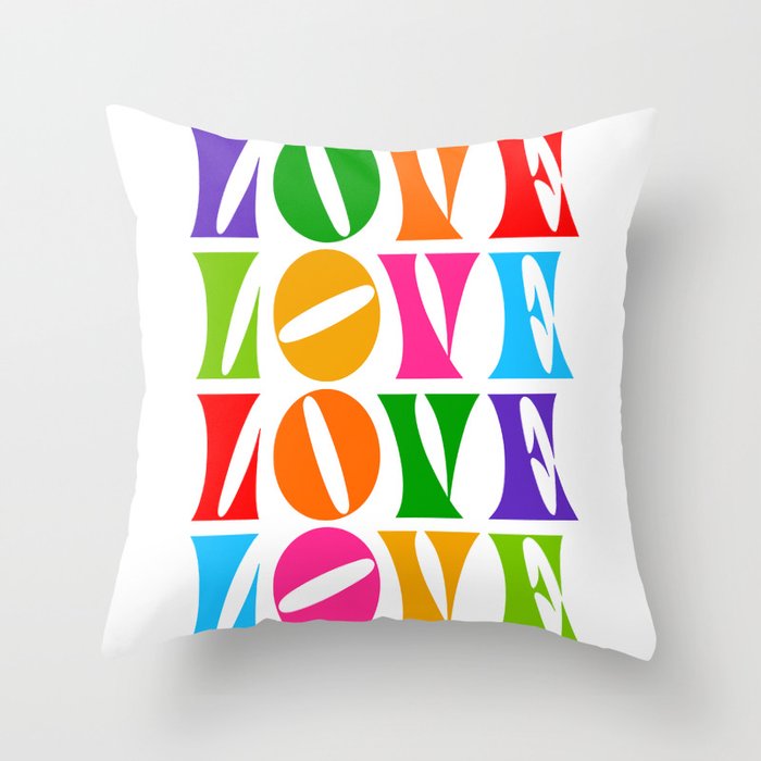 Rainbow LOVE - Groovy Repeat! Throw Pillow Gallery Image 1