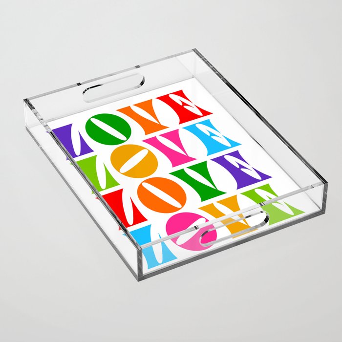 Rainbow LOVE - Groovy Repeat! Acrylic Tray Gallery Image 1