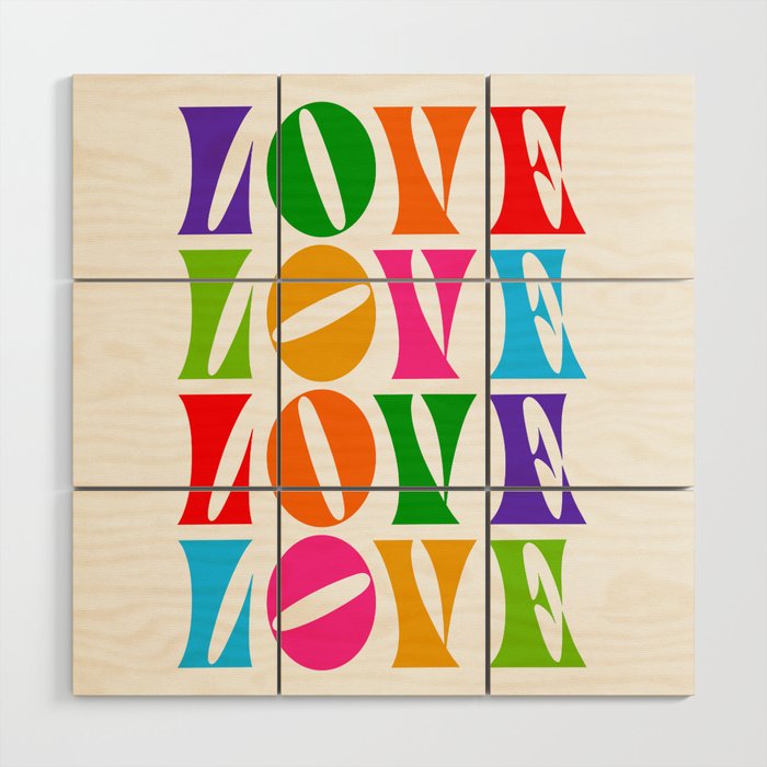 Rainbow LOVE - Groovy Repeat! Wood Wall Art Gallery Image 1