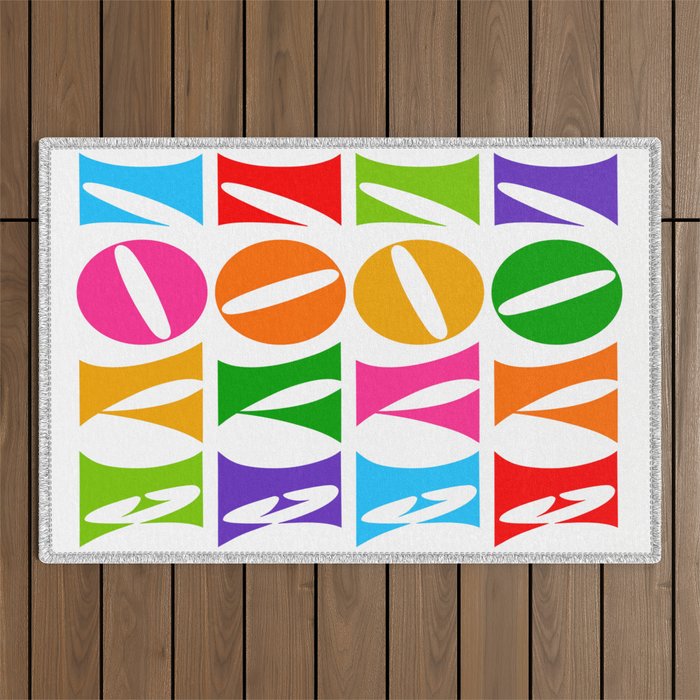 Rainbow LOVE - Groovy Repeat! Outdoor Rug Gallery Image 1