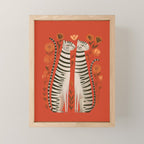 Striped Cat Pair Mini Art Print Gallery Image 1