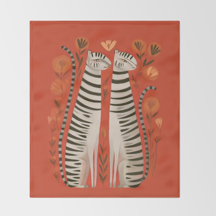 Striped Cat Pair Throw Blanket Gallery Image 2