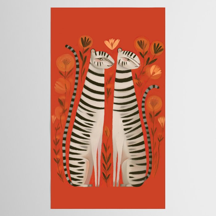Striped Cat Pair Tablecloth Gallery Image 2