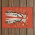 Striped Cat Pair Outdoor Rug Gallery Image 1