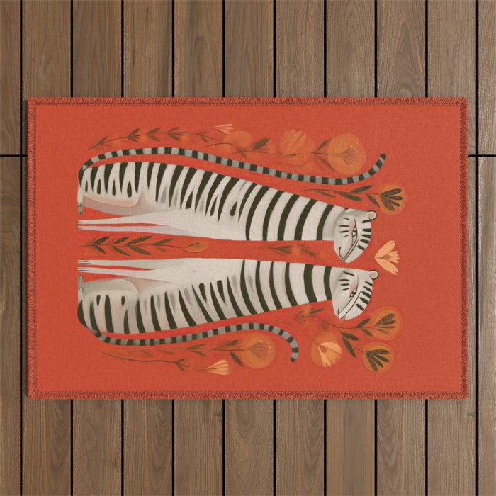 Striped Cat Pair Outdoor Rug Gallery Image 1