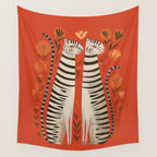Striped Cat Pair Wall Tapestry Gallery Image 4