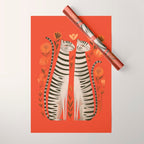 Striped Cat Pair Wrapping Paper Gallery Image 1