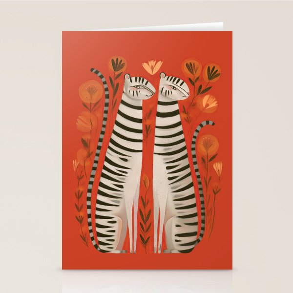 Striped Cat Pair Stationery Card Gallery Image 2