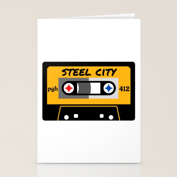 Pittsburgh Steel City 412 Vintage Music Cassette Tape Stationery Card Gallery Image 1