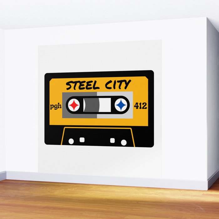 Pittsburgh Steel City 412 Vintage Music Cassette Tape Wall Mural Gallery Image 2