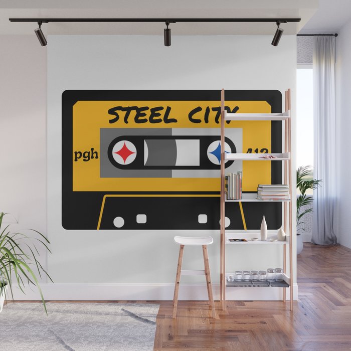 Pittsburgh Steel City 412 Vintage Music Cassette Tape Wall Mural Gallery Image 1