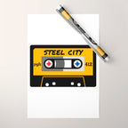 Pittsburgh Steel City 412 Vintage Music Cassette Tape Wrapping Paper Gallery Image 1