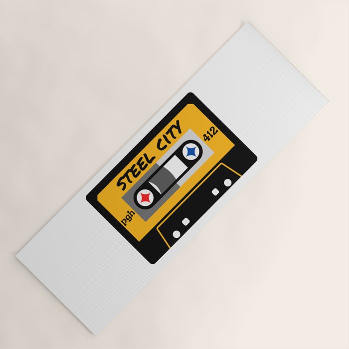 Pittsburgh Steel City 412 Vintage Music Cassette Tape Yoga Mat Gallery Image 1