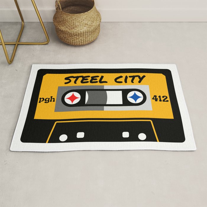 Pittsburgh Steel City 412 Vintage Music Cassette Tape Rug Gallery Image 1