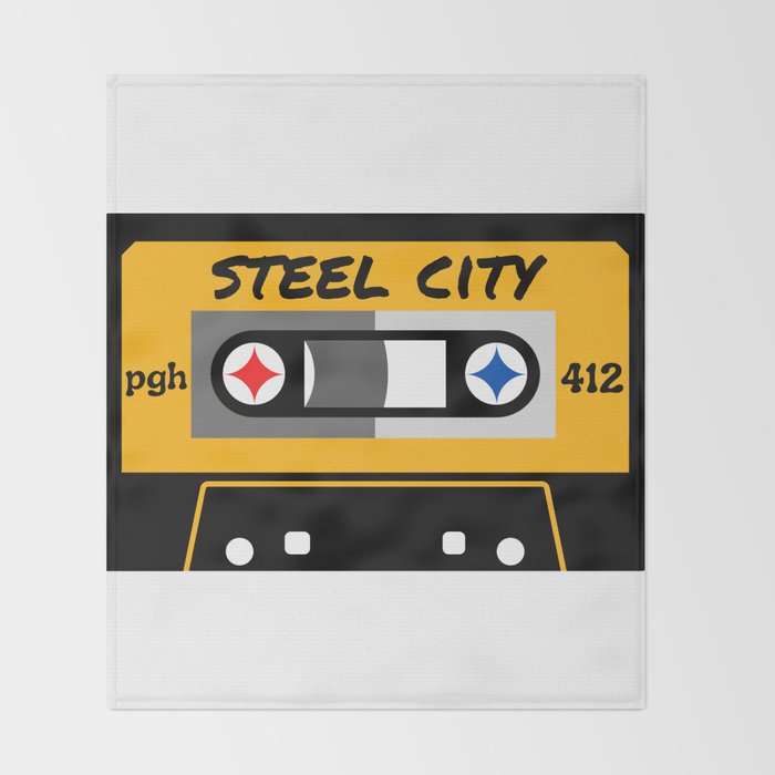 Pittsburgh Steel City 412 Vintage Music Cassette Tape Throw Blanket Gallery Image 2