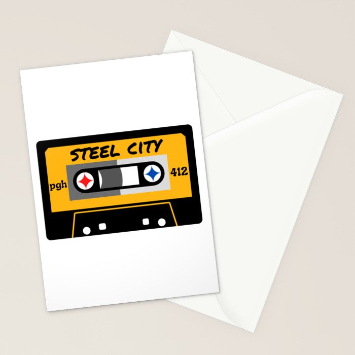 Pittsburgh Steel City 412 Vintage Music Cassette Tape Stationery Card Gallery Image 2