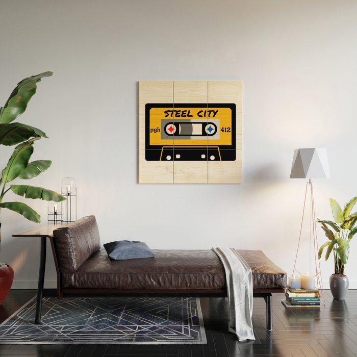 Pittsburgh Steel City 412 Vintage Music Cassette Tape Wood Wall Art Gallery Image 2