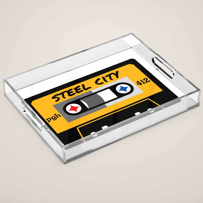 Pittsburgh Steel City 412 Vintage Music Cassette Tape Acrylic Tray Gallery Image 1