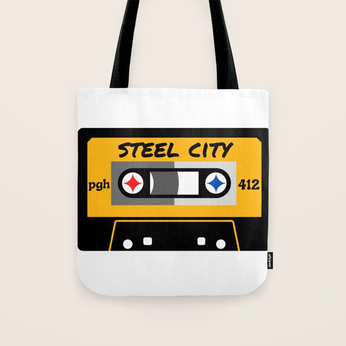 Pittsburgh Steel City 412 Vintage Music Cassette Tape Tote Bag Gallery Image 1