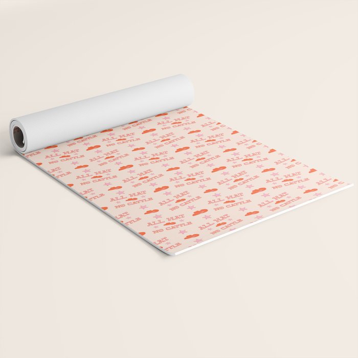 "All hat no cattle" in pink and orange retro western letters Yoga Mat Gallery Image 2