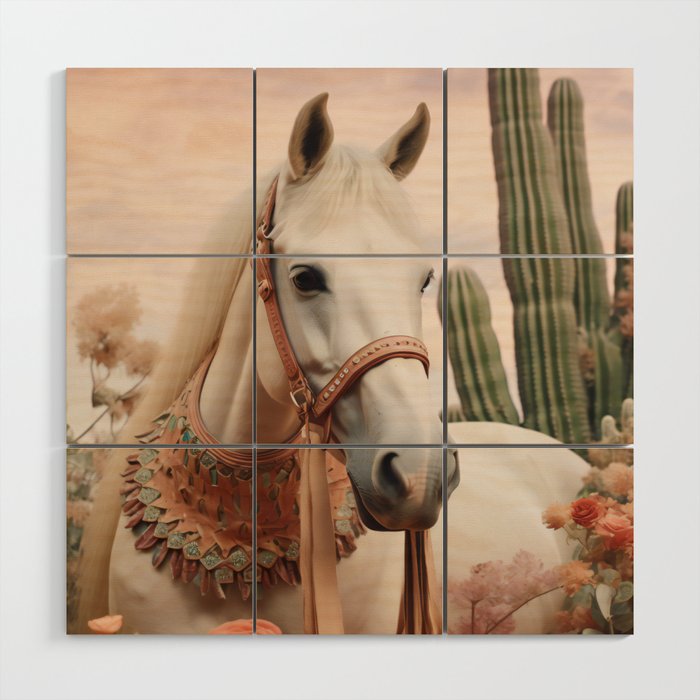 Desert Bohemian Garden Horse Wood Wall Art Gallery Image 1