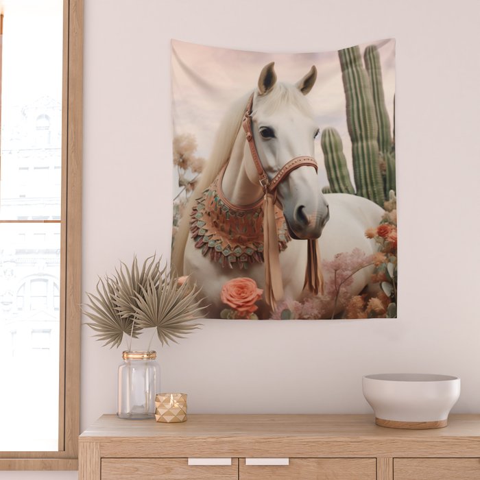 Desert Bohemian Garden Horse Wall Tapestry Gallery Image 2