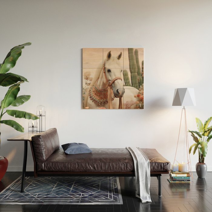 Desert Bohemian Garden Horse Wood Wall Art Gallery Image 2