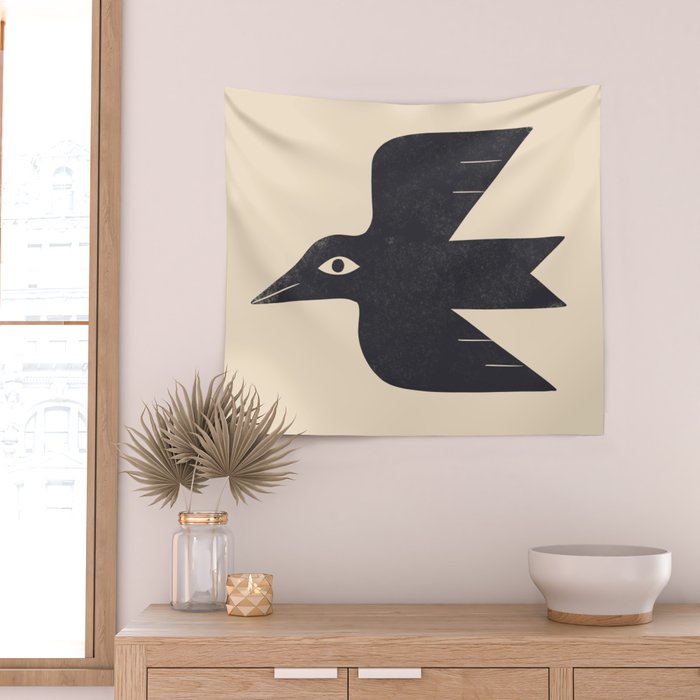Minimal Blackbird No. 1 Wall Tapestry Gallery Image 2