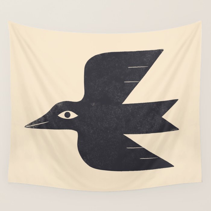 Minimal Blackbird No. 1 Wall Tapestry Gallery Image 1