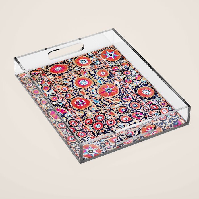 Shakhrisyabz Suzani Uzbek Embroidery Print Acrylic Tray Gallery Image 1