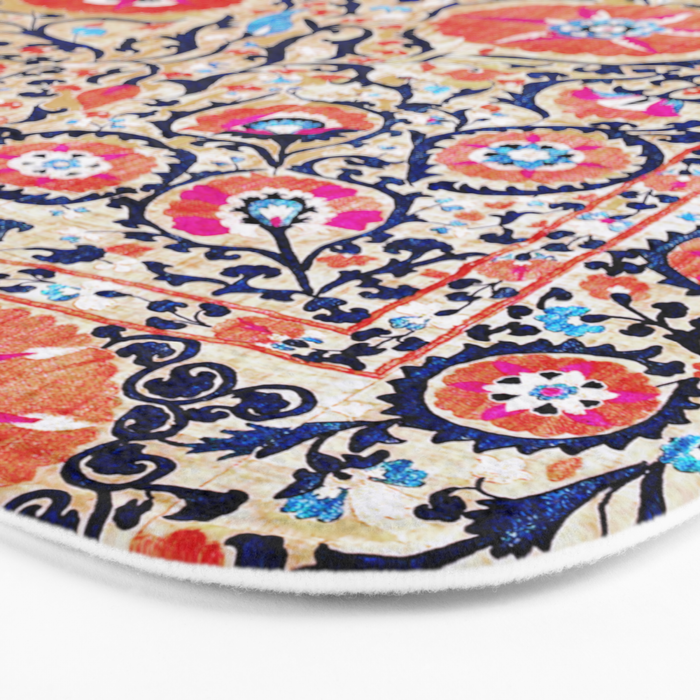 Shakhrisyabz Suzani Uzbek Embroidery Print Bath Mat Gallery Image 3