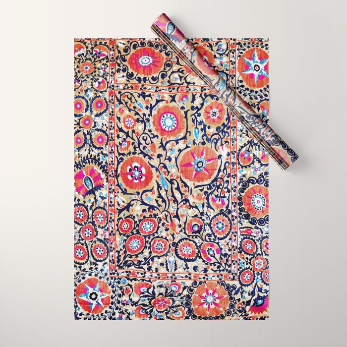 Shakhrisyabz Suzani Uzbek Embroidery Print Wrapping Paper Gallery Image 1