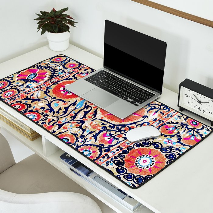 Shakhrisyabz Suzani Uzbek Embroidery Print Desk Mat Gallery Image 2