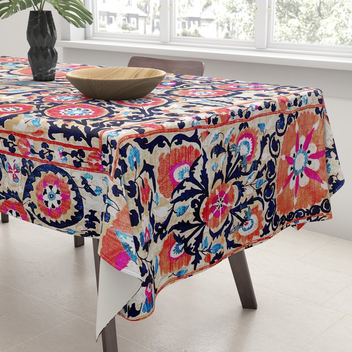 Shakhrisyabz Suzani Uzbek Embroidery Print Tablecloth Gallery Image 3