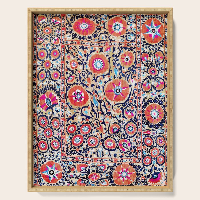 Shakhrisyabz Suzani Uzbek Embroidery Print Serving Tray Gallery Image 1