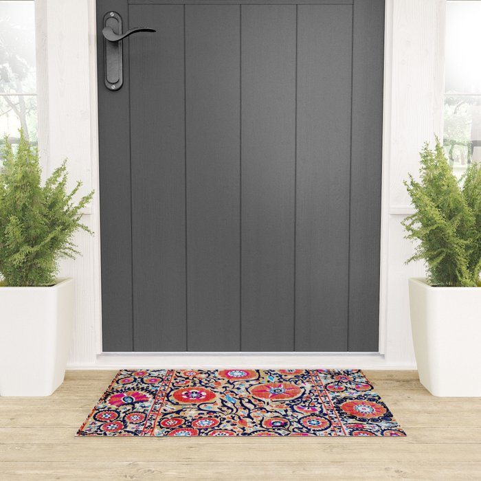Shakhrisyabz Suzani Uzbek Embroidery Print Welcome Mat Gallery Image 3
