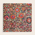 Shakhrisyabz Suzani Uzbek Embroidery Print Wood Wall Art Gallery Image 1