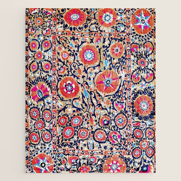 Shakhrisyabz Suzani Uzbek Embroidery Print Jigsaw Puzzle Gallery Image 1